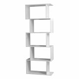 5 Tier Wooden S-Shaped Bookcase Living Room Modern Display Shelves Storage