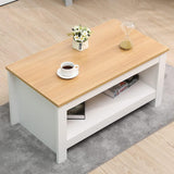 Coffee Table Sofa Table 2 Tier With Bottom Storage Shelf White Oak Color Wooden Living Room Office