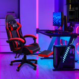 360 Degree Swivel Gaming Chair with Footrest Lumbar Support Back Support - Red