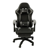 360 Degree Swivel Gaming Chair with Footrest Lumbar Support Back Support - Grey