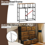 Alivio Steel Frame Freestanding Chest of Drawers Storage Cabinet 9 Drawers for Bedroom Living Room - Brown