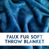 Alivio Faux Fur Mink Throw Luxury Super Soft Plain Bed Sofa Settee Throw Blanket - Medium Ocean Blue
