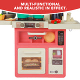 Kids Kitchen Playset Toys, Kitchen Set Toys with Sound Lights Cooking Stove and Play Sink - Pink