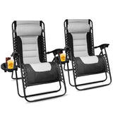 Alivio Set of 2 Extra Wide Zero Gravity Chair With Padded Cushion Folding Sun Lounger Recliner
