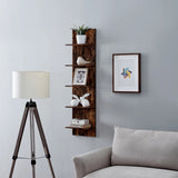 5 Tier Wall Shelf Unit Narrow Space Saving Smooth Finish