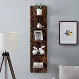 5 Tier Wall Shelf Unit Narrow Space Saving Smooth Finish