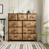 Alivio Steel Frame Freestanding Chest of Drawers Storage Cabinet 9 Drawers for Bedroom Living Room - Brown