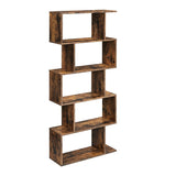 Alivio 5 Tier Wooden S-Shaped Bookcase Living Room Modern Display Shelves Storage