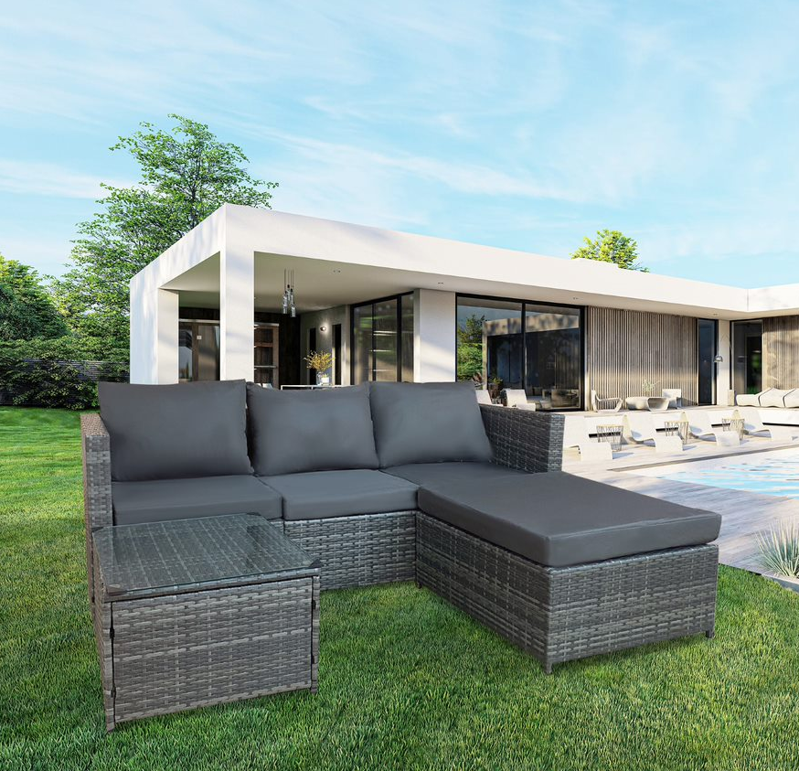 3 Seater Rattan Garden Corner Sofa Set Hot Deals Online Shop