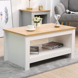 Coffee Table Sofa Table 2 Tier With Bottom Storage Shelf White Oak Color Wooden Living Room Office