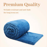 Alivio Faux Fur Mink Throw Luxury Super Soft Plain Bed Sofa Settee Throw Blanket - Small Ocean Blue