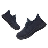 Lightweight Safety Shoes Breathable Toe Cap, Puncture Proof Safety Trainers Men Women (Navy Blue, 11)