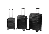 Alivio Set of 3 Diamond Hardshell Lightweight ABS Suitcases with 4 Spin Wheels
