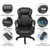 Executive Office Chair with Leatherette Padding, Ergonomic Design, Padded Armrests & Footrest