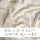 Alivio Small Faux Fur Mink Throw Luxury Super Soft Plain Bed Sofa Settee Throw Blanket - Cream