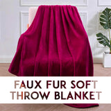 Alivio Faux Fur Mink Throw Luxury Super Soft Plain Bed Sofa Settee Throw Blanket - Small Plum