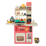 Kids Kitchen Playset Toys, Kitchen Set Toys with Sound Lights Cooking Stove and Play Sink - Pink