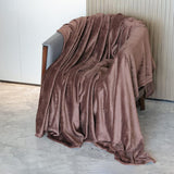 Alivio Medium Faux Fur Mink Throw Luxury Super Soft Plain Bed Sofa Settee Throw Blanket - Chocolate