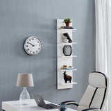 5 Tier Wall Shelf Unit Narrow Space Saving Smooth Finish
