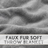Alivio Medium Faux Fur Mink Throw Luxury Super Soft Plain Bed Sofa Settee Throw Blanket - Silver