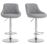 2x Alivio Premium Chrome Bar Stools Grey Luxury Extra Comfort Modern Bar Dining
