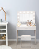 Alivio White Dressing Table Makeup Desk With Stool and LED Lights