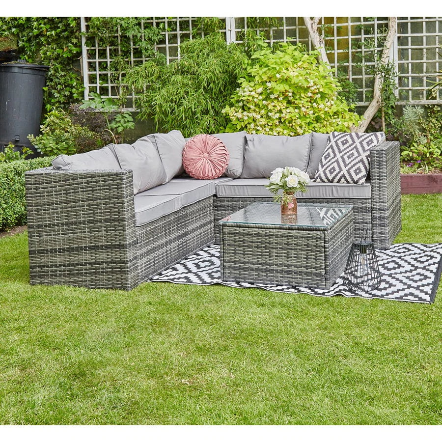 Alivio Grey 5 Seater Rattan Corner Sofa Furniture Set