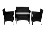 Alivio 4 Seater Garden Rattan Furniture Set with Table (Black)