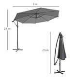 3M Cantilever Banana Grey Garden Parasol